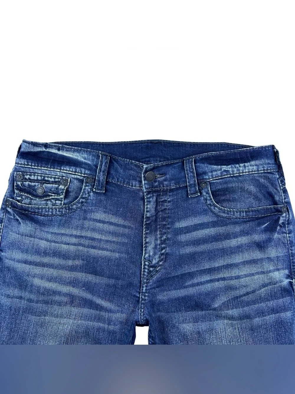 True Religion Ricky Relaxed Straight Super T Jeans Mens 38x32 Flap Pocket Y2K